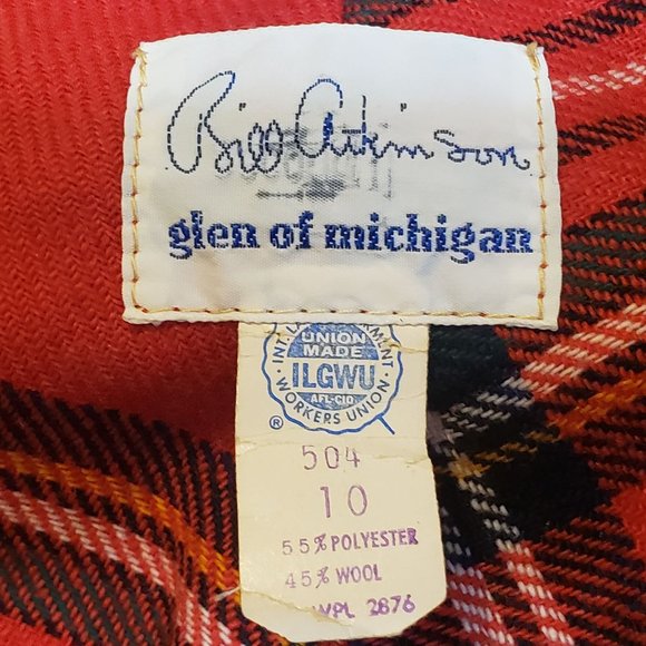 Red Plaid Jumpsuit One Piece Bill Atkinson Wool Polyester Velvet Vintage Size 10 - Picture 4 of 16